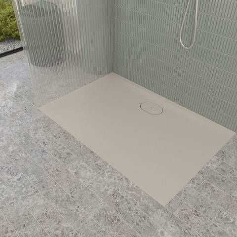 Villeroy & Boch Ecora douchebak - 120x80x3.5cm - afvoer lange zijde - almond (beige) SW1558977