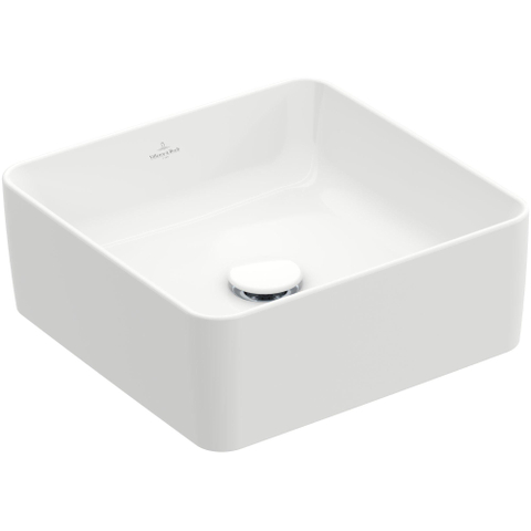 Villeroy & Boch Collaro opzetwastafel vierkant - 38x38cm - zonder overloop - zonder kraangat - White Alpine (glans wit) SW336075