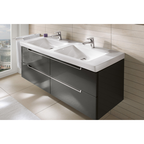 Villeroy & Boch Subway 2.0 dubbele wastafel - 1300x470mm CeramicPlus - 2 kraangaten - White Alpine (glans wit) 1024041