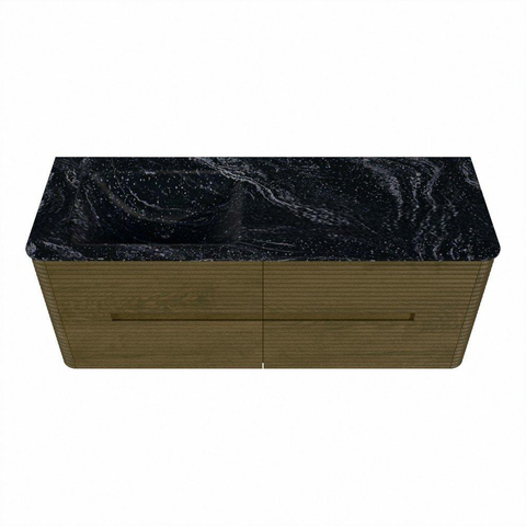 Mondiaz CIRO-DLUX Badkamermeubelset - 130x45x50cm - Solid surface wastafel Lava - 1 wasbak Links - zonder kraangaten - 4 lades - Dusk SW1533058