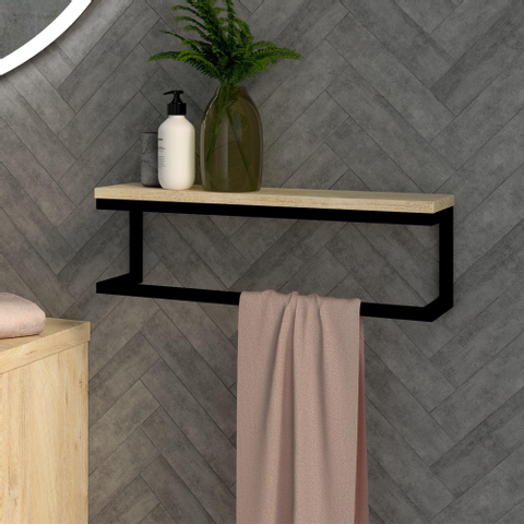 BRAUER porte-serviettes 60x15x15 avec tablette Sahara noir mat SW419305