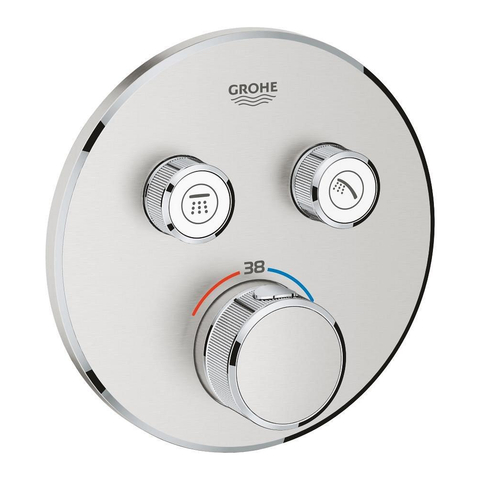 Grohe SmartControl Inbouwthermostaat - 3 knoppen - rond - Supersteel (RVS) SW225095