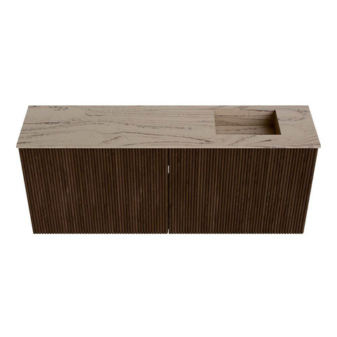 Mondiaz JOYA-DLUX 100cm toiletmeubel - kleur Walnut - Wastafel FAYE positie Rechts 1 kraangat kleur Arena. SW1426242