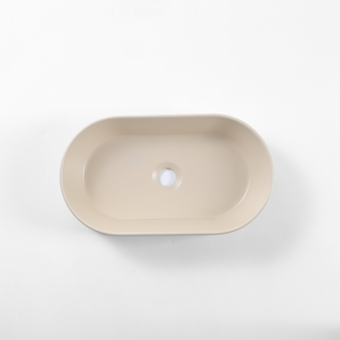QeramiQ Dely Vasque à poser - 52x30x11.5cm - ovale - céramique - beige SW1448796