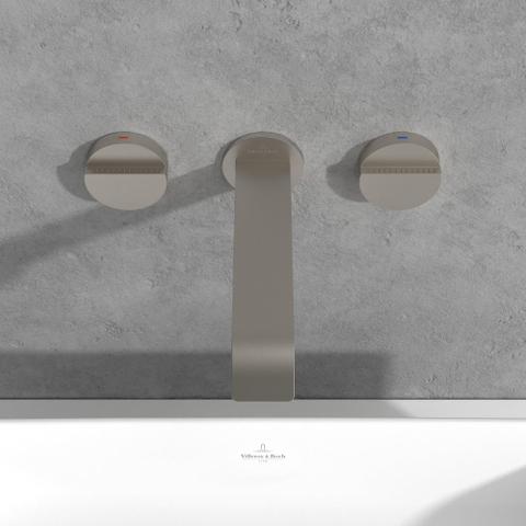 Villeroy & Boch Dawn wastafeluitloop set - zonder pop up afvoergarnituur - Brushed Nickel (rvs) SW974332