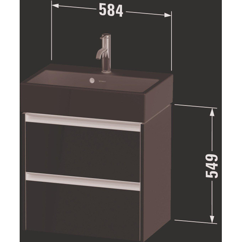 Duravit Ketho 2 wastafelonderbouwkast met 2 laden 58.4x39x54.9cm met grepen antraciet Linnen mat SW772401