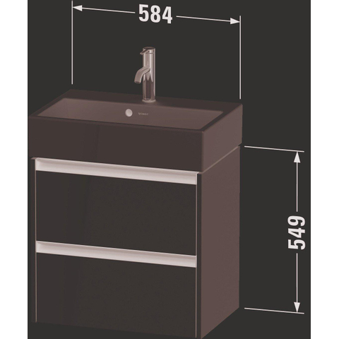 Duravit Ketho.2 Wastafelonderbouwkast - met 2 laden - 58.4x39x54.9cm - met grepen antracieteiken - mat eiken terra (hout) SW773036