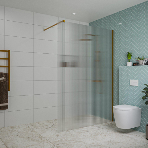 Fortifura Galeria Douche à l'italienne - 140x200cm - verre nervuré - Cuivre brossé SW877073