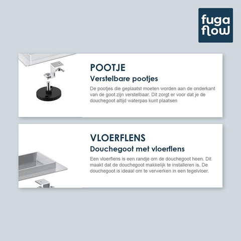 FugaFlow Anta douchegoot badkamer - 80cm - compleet - rooster - vloerflens - douchedrain - RVS SW721301