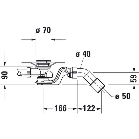 Duravit Quadroval badafvoer en overloopcombinatie - met waste - hoogglans chroom 0313535