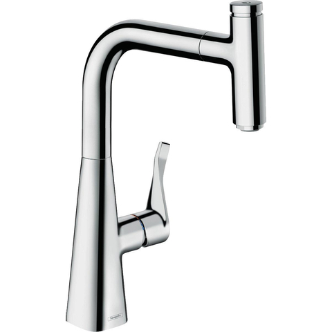 Hansgrohe Metris Select M71 - select keukenkraan - 240 met uittrekbare 150° draaibare uitloop - met select knop - voor pauzefunctie - hoogglans chroom SW95056