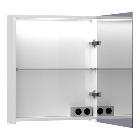 BRAUER Impress Deluxe spiegelkast – 59x70x15 cm – indirecte LED – rechtsdraaiende – Wit hoogglans SW242117