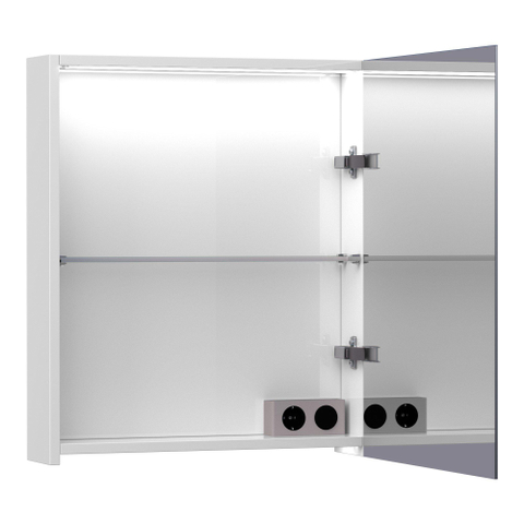 Saniclass Dual Armoire de toilette 60x70x15cm avec éclairage LED indirect porte ouvre sur la droite Blanc brillant SW242117