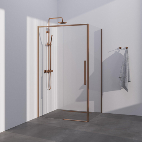 BRAUER Season cabine de douche - 120x80x200cm - porte coulissante - verre clair - réversible - traitement du verre - Cuivre SW1448673