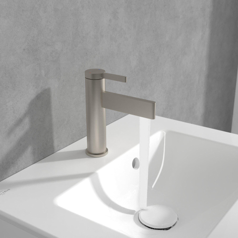 Villeroy & Boch Dawn 1 greeps wastafelkraan - zonder pop up afvoergarnituur - Brushed Nickel (rvs) SW974107