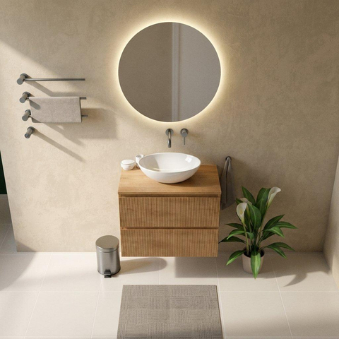 Saniclass Holz Atelier Badkamermeubelset - 80x45x62cm - houten topblad - zonder kraangat - 2 lades - mat eiken natural (hout) SW1436750