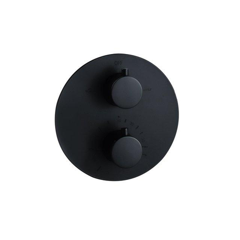 Fortifura Calvi Inbouw Regendoucheset - rond - thermostatisch - wandarm - 25cm - hoofddouche - staaf handdouche - mat zwart SW1189330