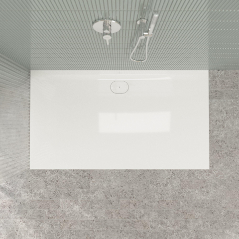 Villeroy & Boch Ecora douchebak - 180x100x3.5cm - afvoer lange zijde - white alpine (wit) SW1558939