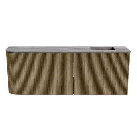 Mondiaz JOYA-DLUX 111.6cm meuble de salle de bains - arrondi gauche couleur Dusk - Vasque FAYE position Droite Sans trou de robinet couleur Oza. SW1426027