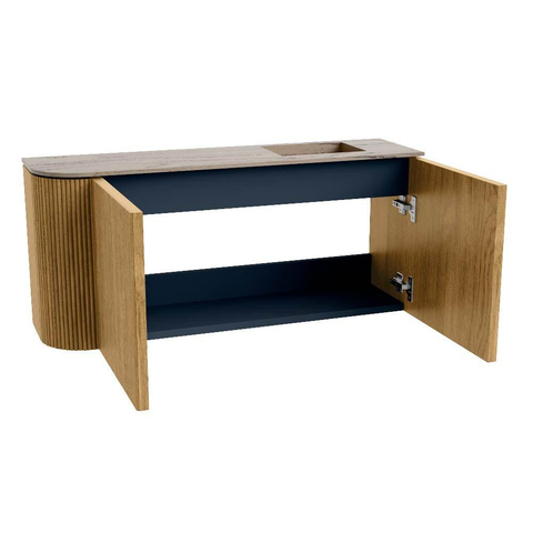 Mondiaz JOYA-DLUX 91.6cm meuble de toilette - arrondi gauche couleur Chêne - Vasque FAYE position Droite Sans trou de robinet couleur Arène SW1423876