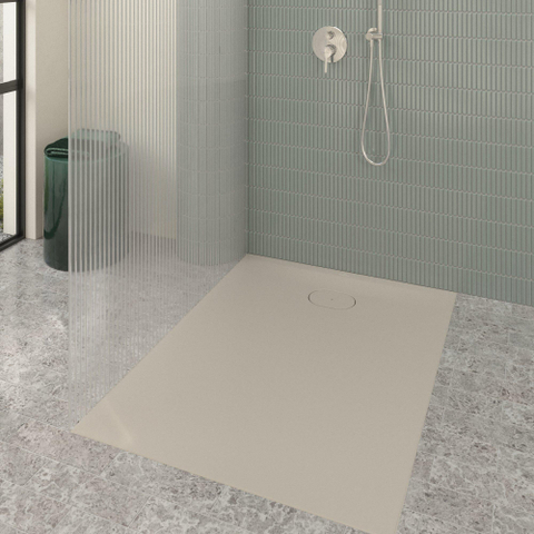 Villeroy & Boch Ecora douchebak - 120x90x3.5cm - afvoer korte zijde - almond (beige) SW1558946