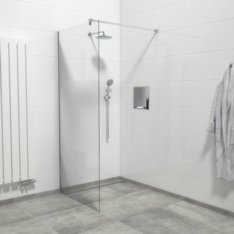 Van Marcke Inloopdouche - 90x200cm - veiligheidsglas - band mat glas - anti kalk - chroom SW238193