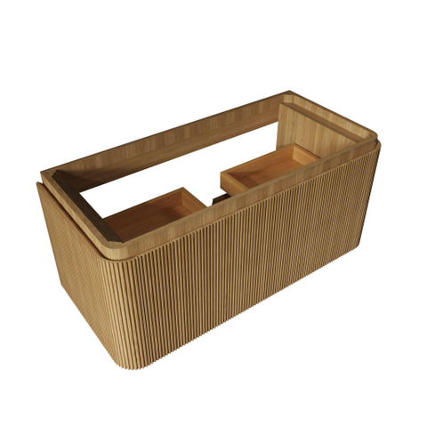 Royal Plaza Terra Edge Ensemble meuble de salle de bains - 100x45.5x46cm - vasque en céramique blanc brillant - 1 vasque - sans trous de robinet - 2 tiroirs - sandwood (chêne clair) SW1471932