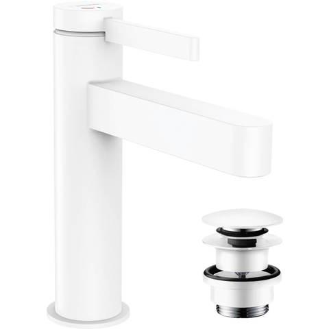 Hansgrohe Finoris 1 greeps wastafelkraan - 110 - coolstart - met afvoerplug - mat wit SW651457