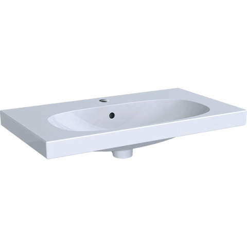 Geberit Acanto wastafel - 75cm - 1 kraangat - met overloop KeraTect - wit SW422128