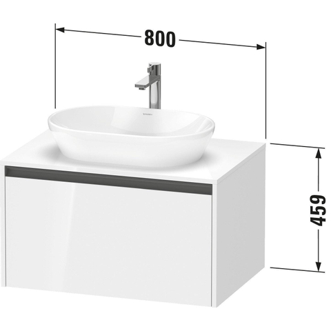 Duravit Ketho.2 Wastafelonderbouwkast - inclusief consoleplaat - met 1 lade - 80x55x45.9cm - met handgreep antraciet - grafiet mat SW772977
