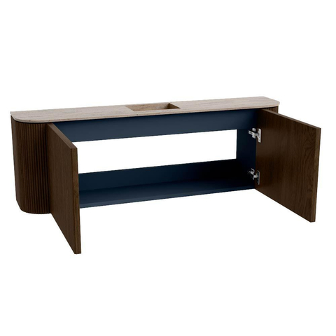 Mondiaz JOYA-DLUX Meuble de salle de bains 123.2cm - arrondis gauche et droite couleur Noyer - Vasque FAYE position Milieu Sans trou de robinet couleur Saba SW1424698