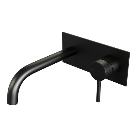 BRAUER Stripe Mitigeur lavabo encastré - bec courbé et plaque de recouvrement - modèle A1 - noir mat SW1435094