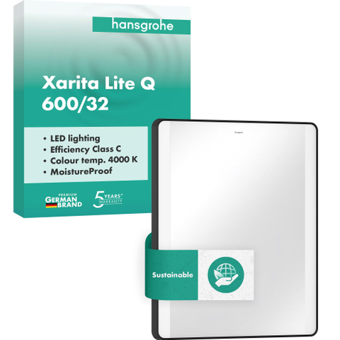 Hansgrohe Xarita Lite Q Spiegel - 60x70cm - led verlichting - Verticaal - wandschakelaar - mat zwart SW1164982