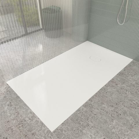 Villeroy & Boch Ecora douchebak - 160x90x4.5cm - afvoer korte zijde - stone white (wit) SW1559013
