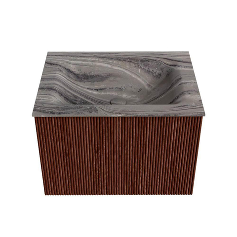 MONDIAZ KURVE-DLUX Meuble de salle de bains 60cm couleur Ruby avec 1 tiroir et 0 porte. Lavabo CLOUD Central 1 trou de robinet Sombra. SW1433926