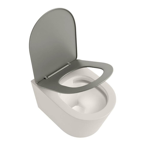 Mondiaz LAVIE hangtoilet – spoelrandloos – 36 x 53 cm – met softclose zitting – Linen (offwhite), zitting Smoke (lichtbruin) SW1208731