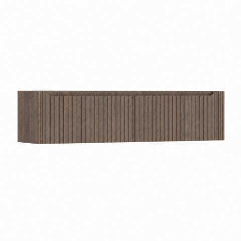 H&R Badmeubelen Juice Wastafelonderkast - 180x45x40cm - rechterhoek afgerond - 3D-front - 2 lades - geïntegreerde greep - tucson oak SW1260400