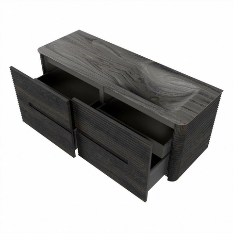 Mondiaz CIRO-DLUX Ensemble de meubles de salle de bains - 130x45x50cm - Vasque en solid surface Sombra - 1 bassin à droite - 1 trou de robinet - 4 tiroirs - Shadow SW1532762