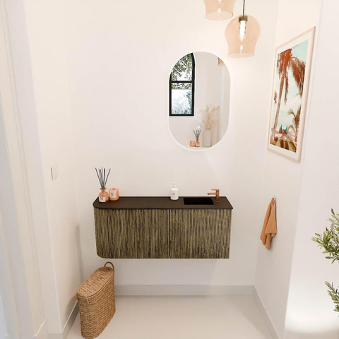 Mondiaz JOYA 101.6cm meuble de salle de bains - arrondi gauche couleur Dusk - Vasque FAYE position Droite 1 trou de robinet couleur Urban SW1421667