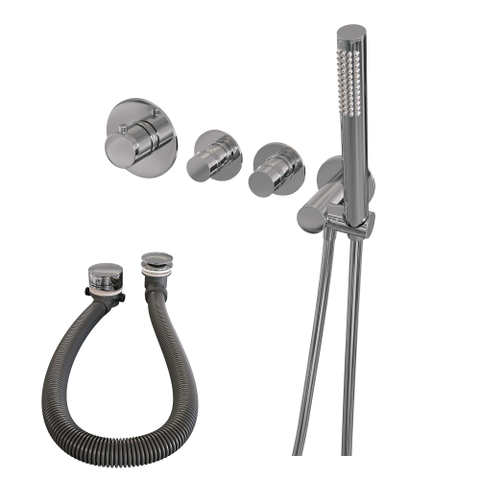 Brauer Chrome Edition Mitigeur bain encastrable thermostatique remplissage baignoire par trop-plein avec douchette stick Chrome SW398029
