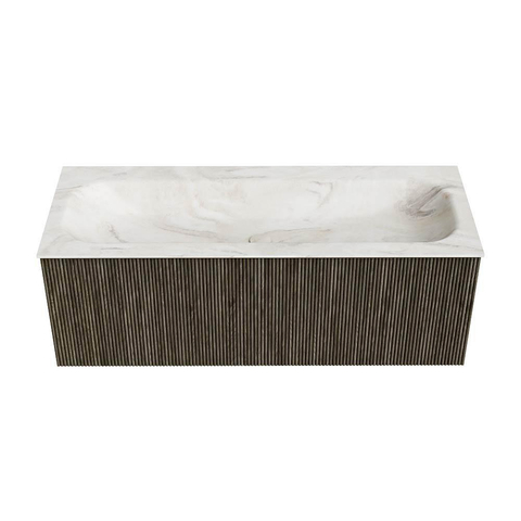 Mondiaz KURVE-DLUX Ensemble de meuble de salle de bains - 120x46x40cm - 1 tiroir - lavabo solid surface - central - 1 trou de robinet - Shadow SW1414473