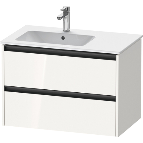 Duravit Ketho.2 Wastafelonderbouwkast - met 2 laden - voor waskom links - 81x48x54.9cm - met grepen antraciet - hoogglans wit SW772934