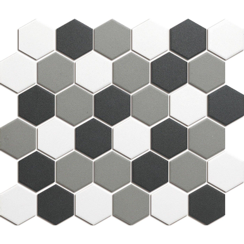 The Mosaic Factory London mozaïektegel - 28x33cm - 6mm - hexagon - R11 - mat contrast mix (grijs) SW382567