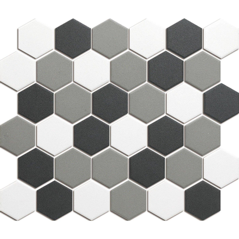 The Mosaic Factory London mozaïektegel - 28.2x32.1cm - wand en vloertegel - Zeshoek/Hexagon - Porselein Contrast mix Mat SW382567