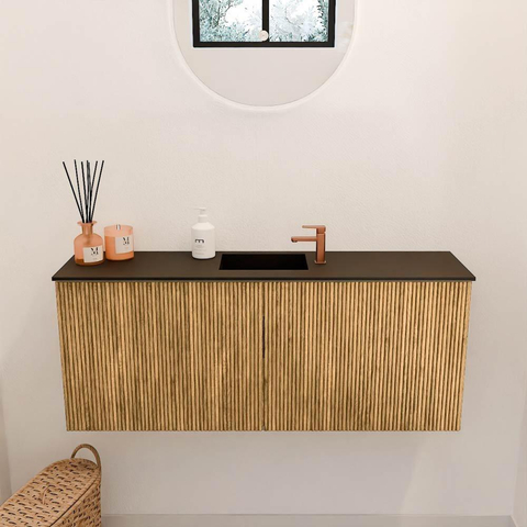 Mondiaz JOYA 100cm meuble de salle de bains - couleur Oak - Vasque FAYE position Milieu 1 trou de robinet couleur Urban. SW1421241