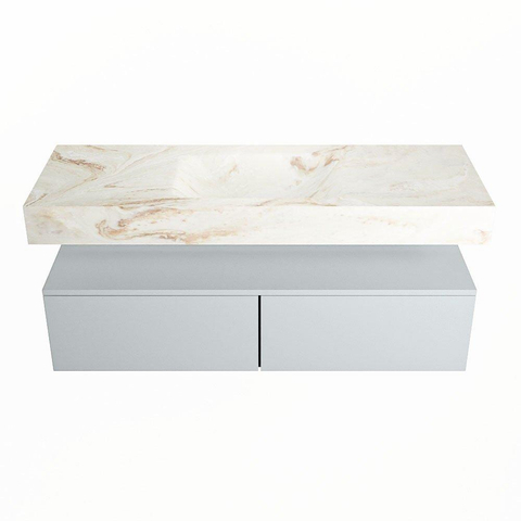 MONDIAZ ALAN - DLUX Badkamermeubelset - 130cm - onderkast - Clay - 2 lades - vrijhangende wastafel - wasbak midden - 1 kraangat - Frappe SW805762