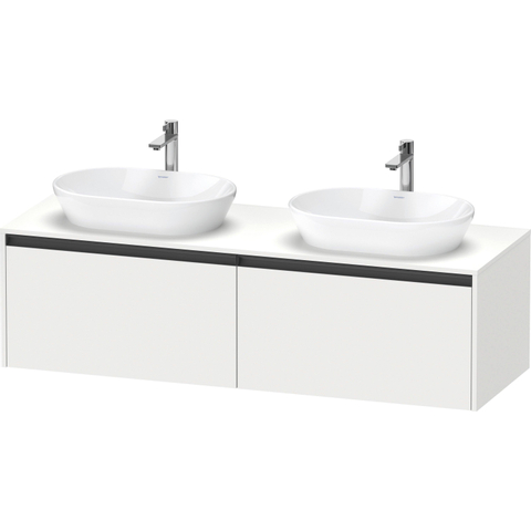 Duravit Ketho.2 Wastafelonderbouwkast - inclusief consoleplaat - met 2 laden - voor dubbele waskommen - 160x55x45.9cm - met handgrepen antraciet - wit mat SW772876