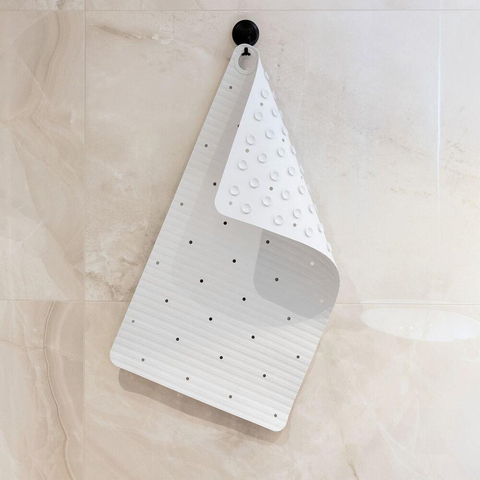 Sealskin Ribb Badmat - 40x70cm - Antislip - inclusief - zwarte haak - Wit SW1421062
