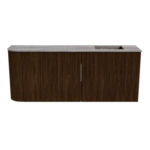 Mondiaz JOYA-DLUX 101.6cm toiletmeubel - ronding links kleur Walnut - Wastafel FAYE positie Rechts 1 kraangat kleur Oza. SW1424612