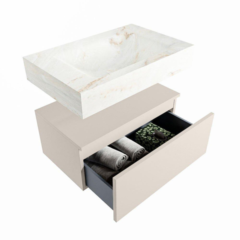 MONDIAZ ALAN - DLUX Badkamermeubelset - 70cm - onderkast - Linen - 1 lade - vrijhangende wastafel - wasbak midden - 0 kraangaten - Frappe SW805215